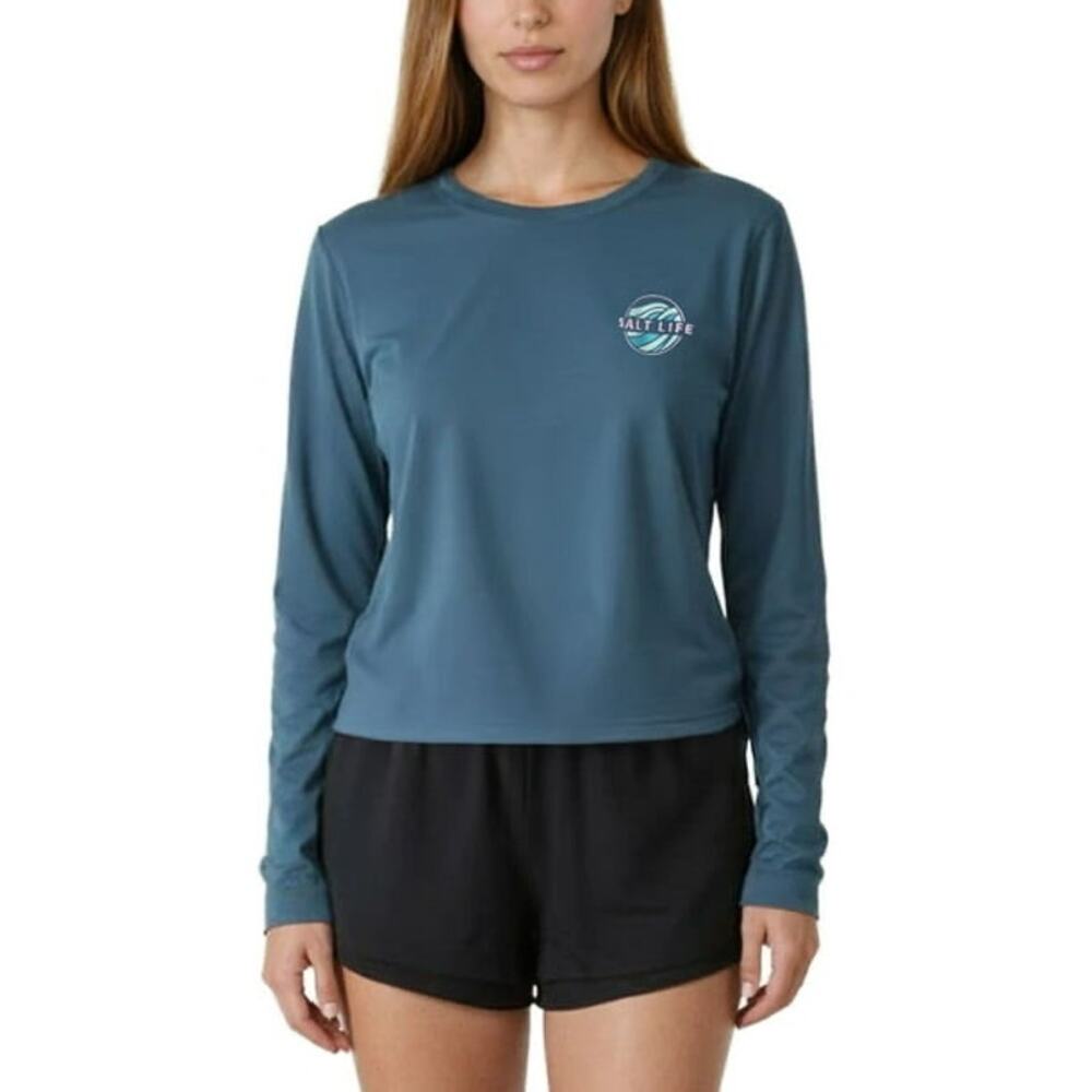 Salt Life Women's Long Sleeve Regular Fit Lightweight M Crew Neck UV Logo Tee